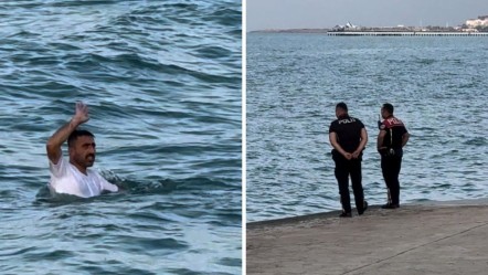 Samsun'da ilginç görüntü! Taşkınlık yaptı, polisten kaçmak için denize atladı - 3. Sayfa