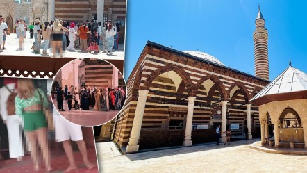 Bu kadarı da 'Yok artık' dedirtti! Tarihi camiye uygunsuz kıyafetlerle girilmesi tepki topladı - Gündem
