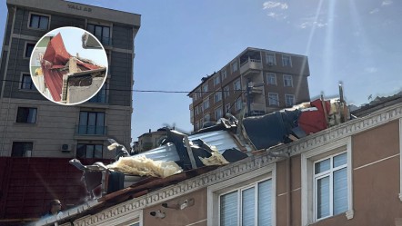 Kartal'da kuvvetli rüzgarda 7 katlı binanın çatısı parçalanarak uçtu - 3. Sayfa