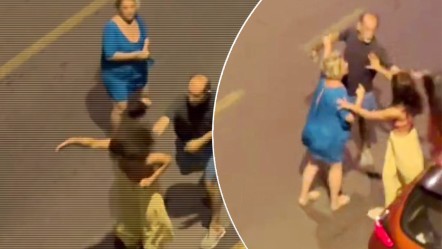 İki kadın bir adam sokak ortasında birbirine girdi! Kuşadası'nda ilginç kavga kameraya yansıdı - Gündem