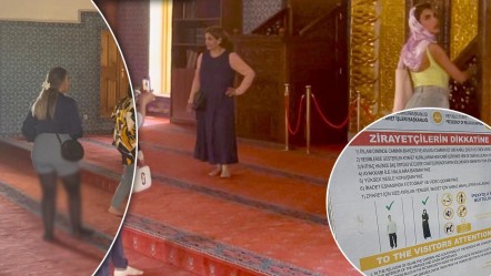 Minberin önünde şortlu poz! 4 dilde uyarı işe yaramadı, Mimar Sinan'ın camisine uygunsuz kıyafetle girmeye devam ettiler - Gündem