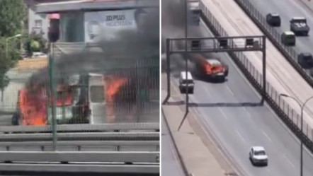Alev alev yanan kamyonet, E-5'te sürücüsüz ilerledi! O anlar kamerada - Gündem