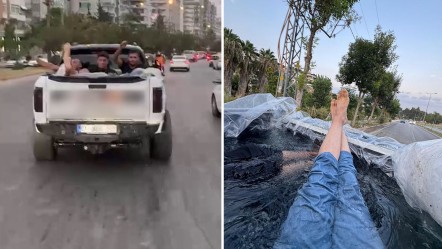 Aracın kasasını havuza çevirip, trafiğe çıktı! 3 farklı nedenden 60 bin lira ceza yedi - Gündem
