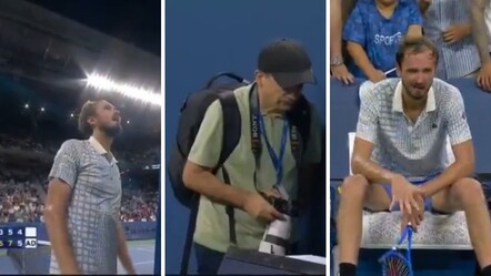 Amerika Açık'ta kaos anları! Fotoğrafçı korta daldı, Daniil Medvedev böyle çıldırdı - Spor