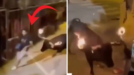Festival kabusa dönüştü! Alev saçan boğa seyirciyi böyle savurdu - Dünya