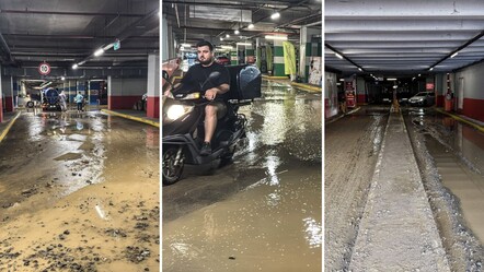 Kadıköy'de su borusu patladı! Yüzlerce araçlık AVM otoparkı göle döndü - Yaşam