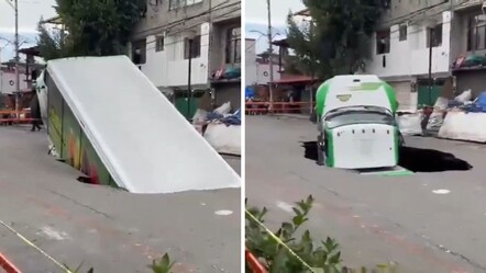 Meksika'da kabus gibi olay! Çöken yol soda kamyonunu yuttu: O anlar kamerada - Dünya