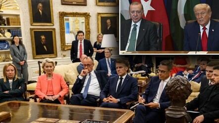 İki fotoğraf arasında dikkat çeken detay! AB liderlerini karşısına dizen Trump, Erdoğan'la yan yana - Gündem