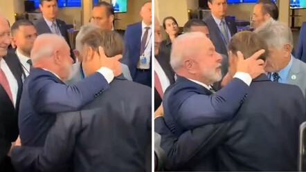 BM Genel Kurulu'nda ilginç görüntü! Lula, Macron'u ensesinden tutup bırakmadı - Dünya