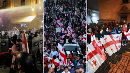 Gürcistan'da seçimler öncesi sokaklar karıştı! Polis ve göstericiler karşı karşıya - Dünya