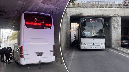 Takım otobüsü alt geçitte sıkıştı: Ekipler geldi, araç böyle kurtarıldı - Spor