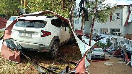 Adana fırtınaya teslim! Okulun çatısı uçtu, ağaçlar devrildi - Gündem