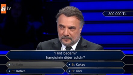 Hint bademi hangisinin diğer adı? Kim Milyoner Olmak İster’de 300 bin TL'lik sorunun cevabı - Haberler