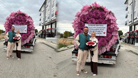 Çekicideki dev çiçek buketi sosyal medyayı salladı! Jestinin nedeni ortaya çıktı - Yaşam