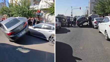 Görenler dönüp bir daha baktı! Park halindeki 2 araca çarpıp asılı kaldı - 3. Sayfa