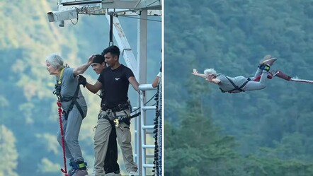 83 yaşında bungee jumping yaptı, o anlar izlenme rekoru kırdı - Dünya