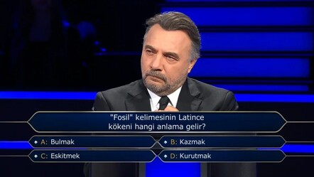 Fosil kelimesinin Latince kökeni hangi anlama gelir? Milyoner'e 500 bin TL değerindeki soru damga vurdu - Haberler