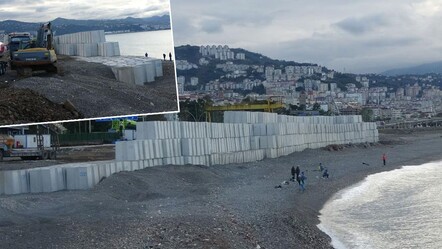 Trabzon'daki Faroz Limanı'nı dev dalgalardan korumak için harekete geçildi! Her biri 21 ton ağırlığında - Yaşam