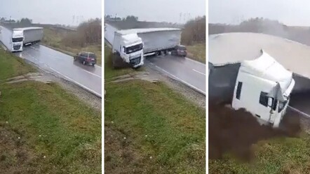 Romanya'da feci kaza! Tırın dorsesi karşıdan gelen aracı biçti - Dünya
