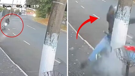 Brezilya'da korkunç kaza! Virajı alamayan motosiklet sürücüsü direğe çarptı - Dünya