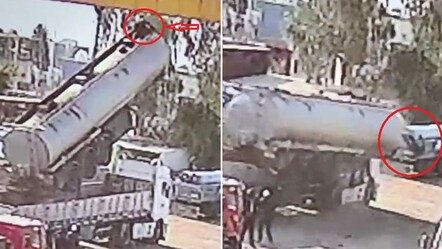 Tanker değişiminde halat koptu! 2 işçi aşağı böyle düştü - Gündem