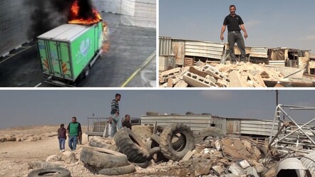 Batı Şeria'da İsrail zulmü! Filistinlilere ait ev ve ahırları yıkıp araçları ateşe verdiler - Dünya