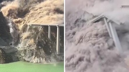 Çin'de 758 metrelik köprü çöktü! Korkunç anlar kamerada - Dünya