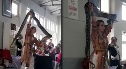 Dev pitonla yapılan gösteri korkuttu - dunya