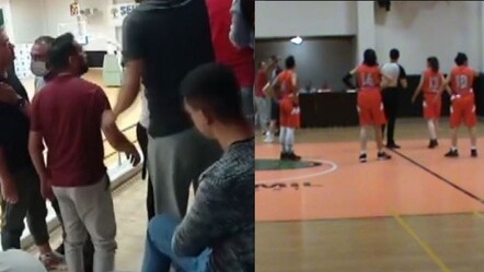 Basketbol sahası ringe döndü! Işıklar karartıldı, rakip takıp polis eskortluğunda çıkarıldı - spor