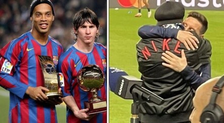 PSG-Leipzig maçında duygusal anlar! Messi  Ronaldinho’ya doya doya sarıldı - spor
